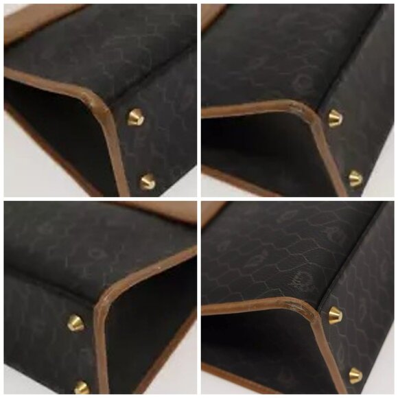 Christian Dior Honeycomb Canvas Hand Bag PVC Black Brown Authentic - Picture 16 of 16